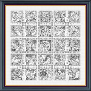 The Magicians Sampler — Modern Cross Stitch Pattern Blackwork Embroidery Chart PDF Download Magic