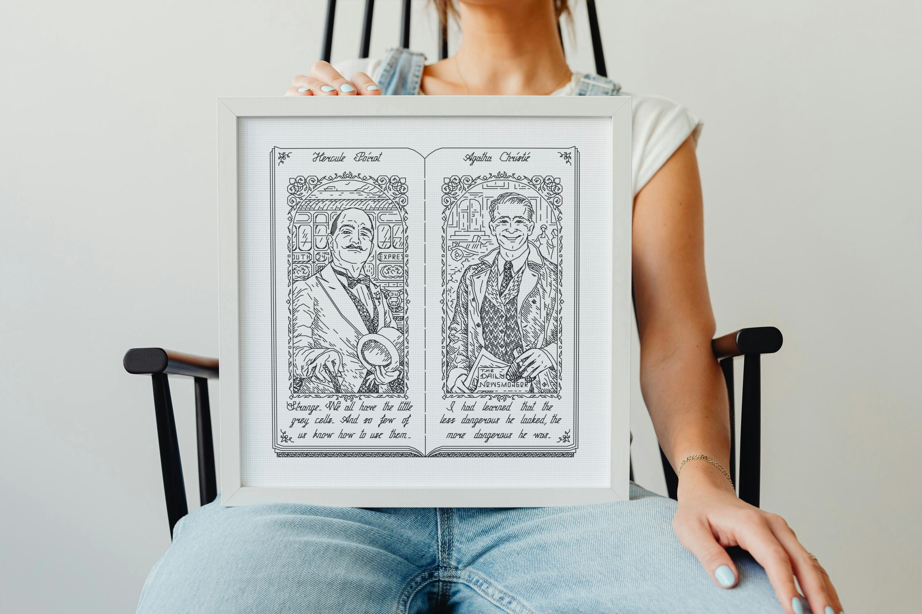 Hercule Poirot - Modern Hand Blackwork Embroidery Pattern, Backstitch ...