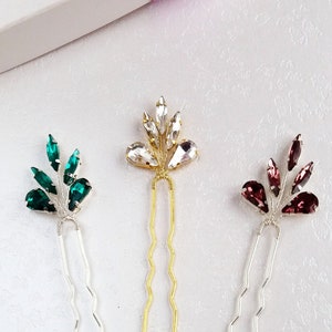 Bridal Crystal hair pins, Wedding rhinestone hair accessories, Bridesmaid hair pins image 2