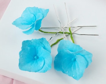 Wedding hair pins flower, Bridal hair pieces, Something blue for bride hair