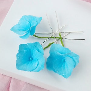 Wedding hair pins flower, Bridal hair pieces, Something blue for bride hair