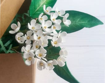 small white flower hair pins