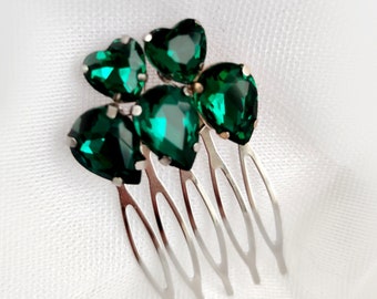 Haarkamm mit smaragdgrünen Kristallen. Braut Haarnadeln Hochzeit grün Haarteil, Brautjungfer Haarkamm Smaragd Haarschmuck Braut