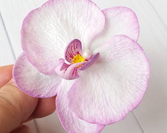 Bridal hair clip Tropical wedding Pink orchid flower hair clips Wedding accessories Phalaenopsis Real touch Flower headpiece Prom girl gifts