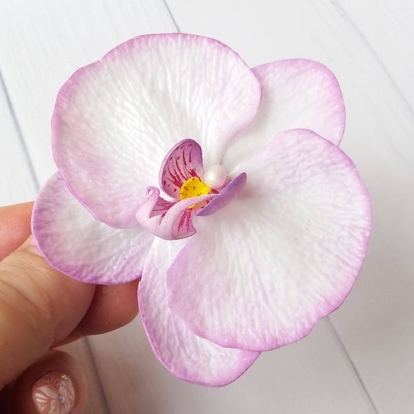 Bridal hair clip Tropical wedding Pink orchid flower hair clips Wedding accessories Phalaenopsis Real touch Flower headpiece Prom girl gifts