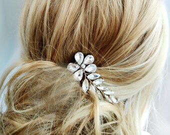 Bridal hair comb crystal for bride, Hair accessories wedding silver, Hair piece for mother of bride