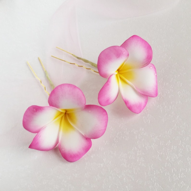 Pink Plumeria Hair Pin Tropical Flower Hair Piece Hawaiian Etsy