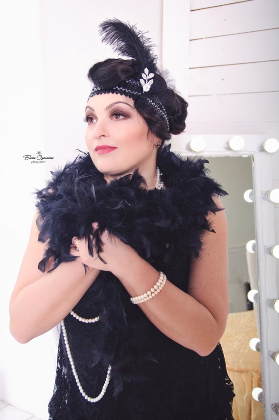 Black Roaring 20s Great Gatsby Party 1920s Hair Accessory Etsy