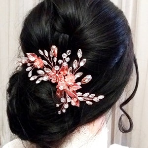 Wedding hair piece for bride, Rose gold hair comb, Rose gold hair piece,  Bridal hairpiece