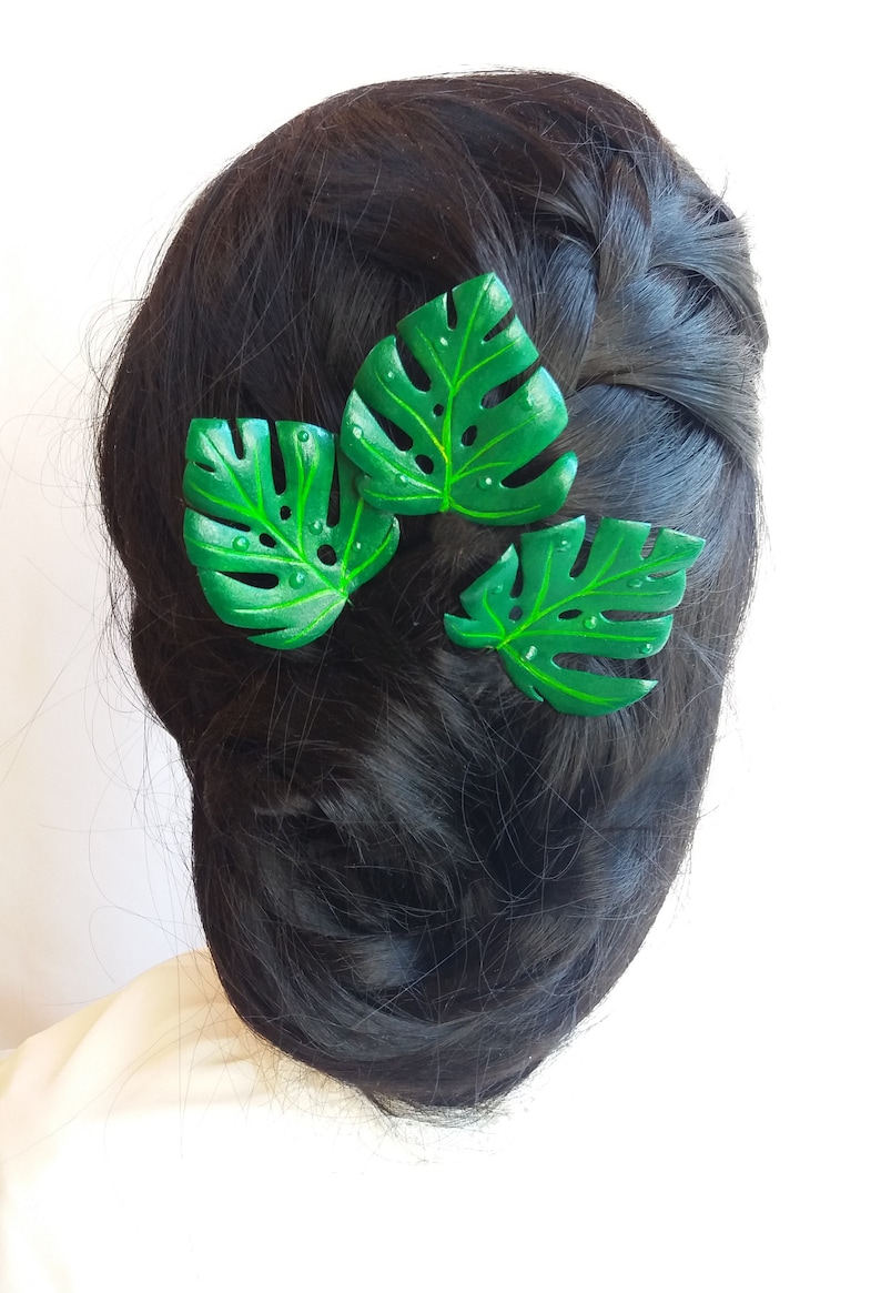 Tropical Flowers Hair Accessories Monstera Leaves Beach Etsy