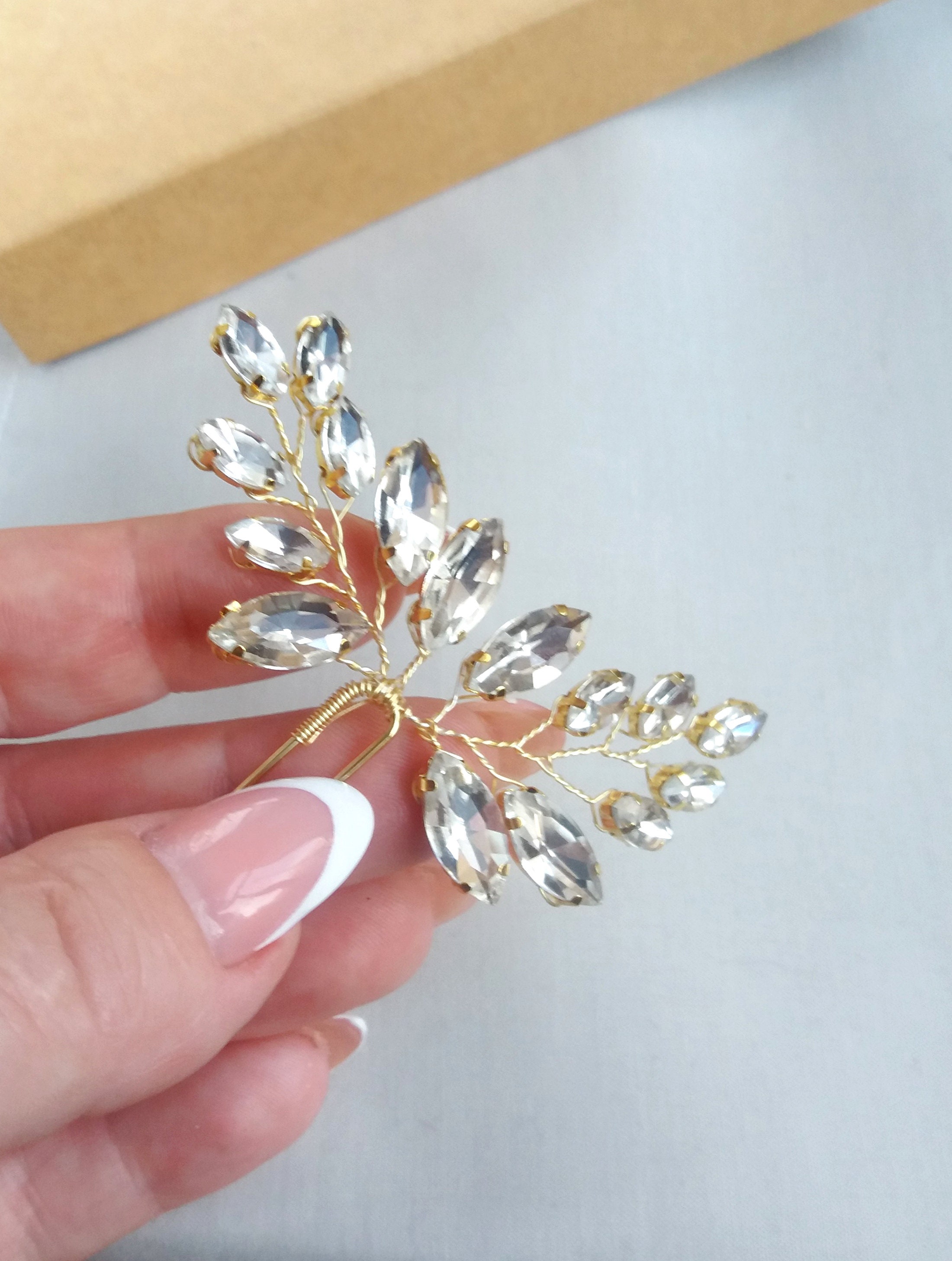 Crystal Hair Pins Bridal Headpiece Branch Hair Pins Bridal Etsy
