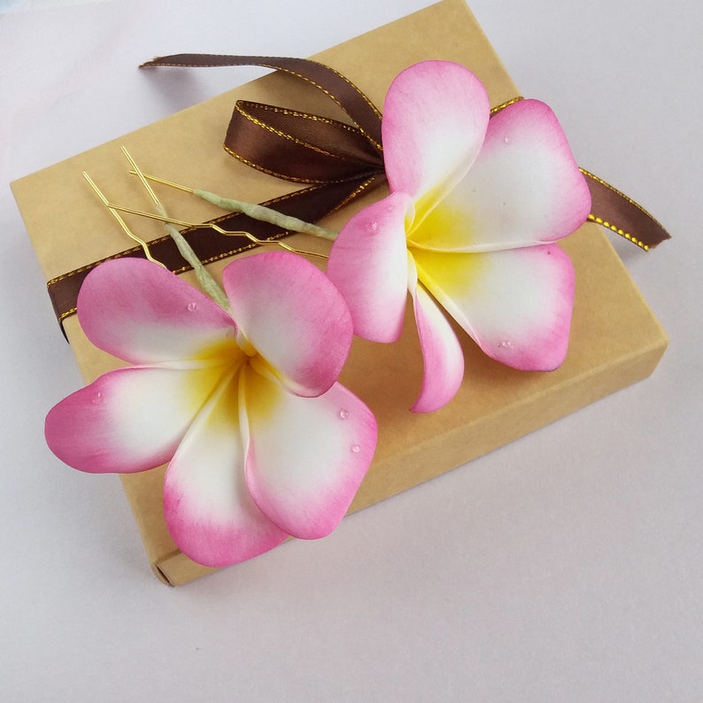 Pink Plumeria Hair Pin Tropical Flower Hair Piece Hawaiian Etsy