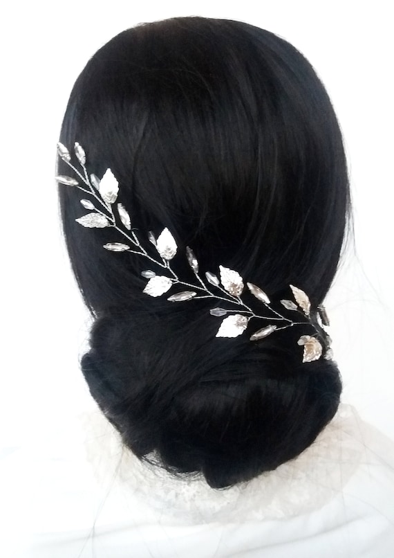 CASDRE Blumen-Braut-Stirnband – Silberfarben Mit Strass, Blatt-Design, Hochzeits-Haarschmuck Für Braut & Damen