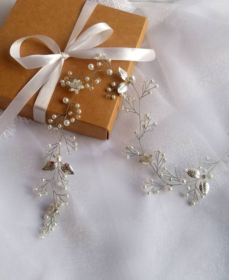 Bridal head piece Pearl hair vine Gypsophila hair accessories Etsy