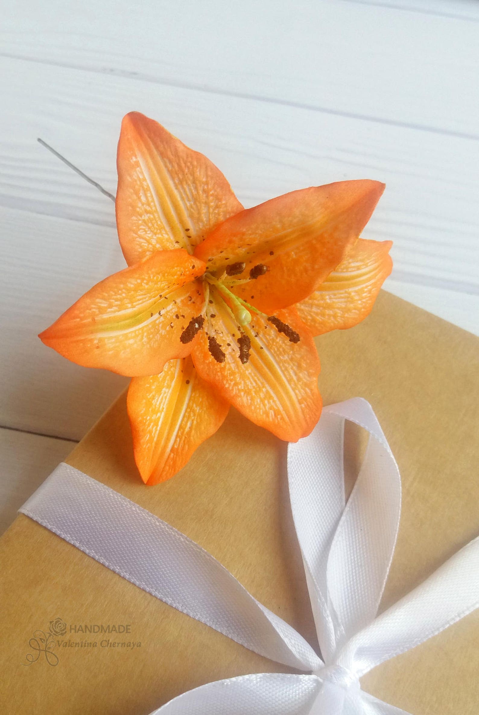 Wedding orange Tiger lily hairpin Hawaiian hair flower Etsy