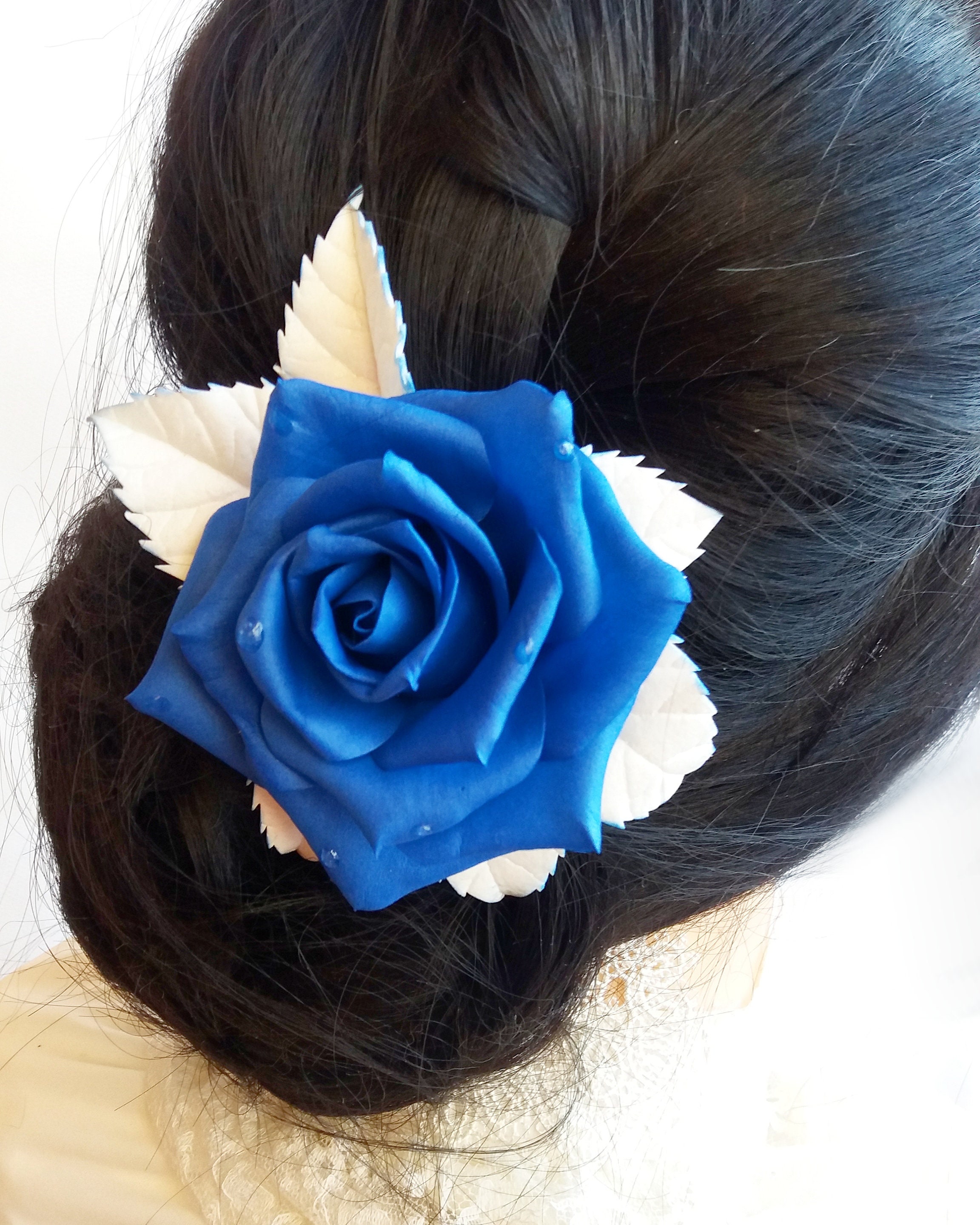 Royal blue flowers hair piece Wedding headpiece Blue hair Etsy