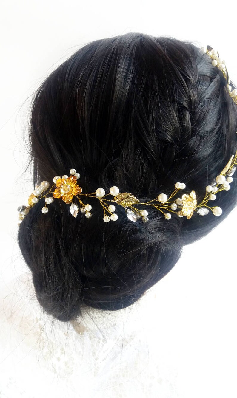 Gold Bridal hair vine Leaf headpiece Wedding hair piece Etsy