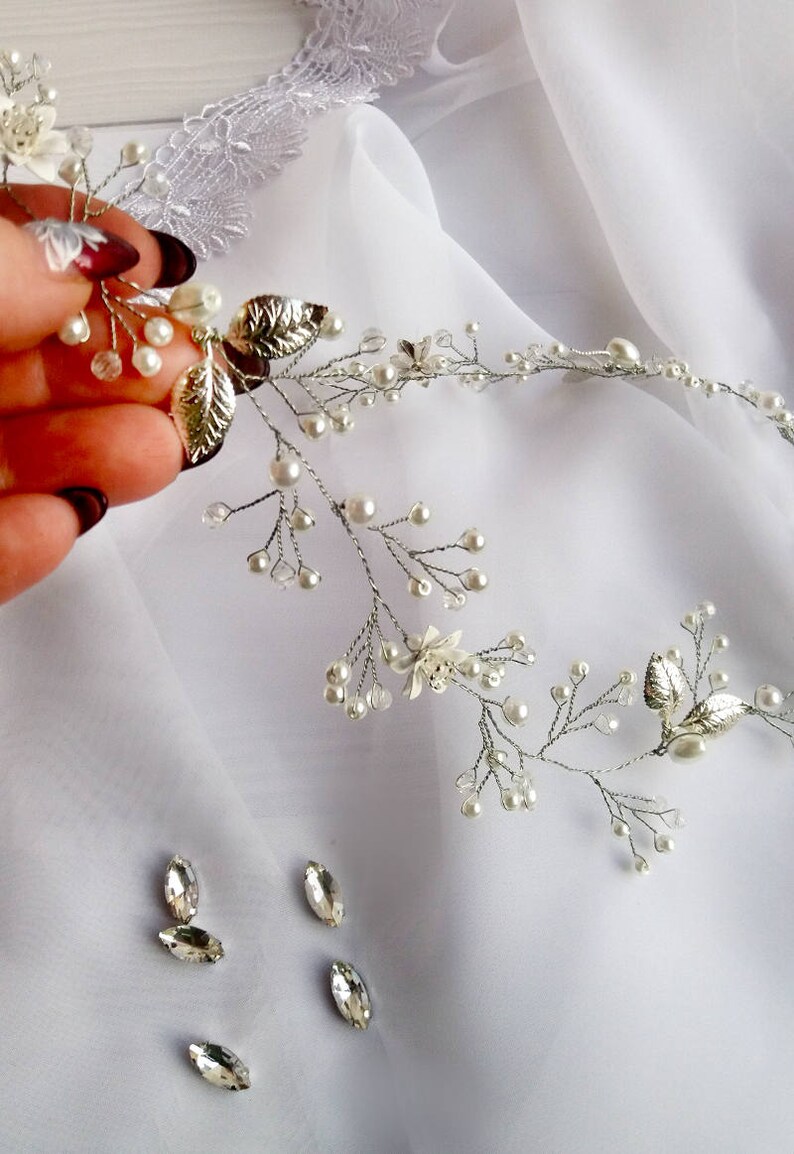 Bridal Head Piece Pearl Hair Vine Gypsophila Hair Accessories Etsy