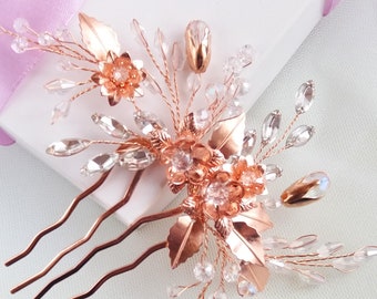 Rose gold hair comb, Rose gold hair piece,  Bridal hairpiece