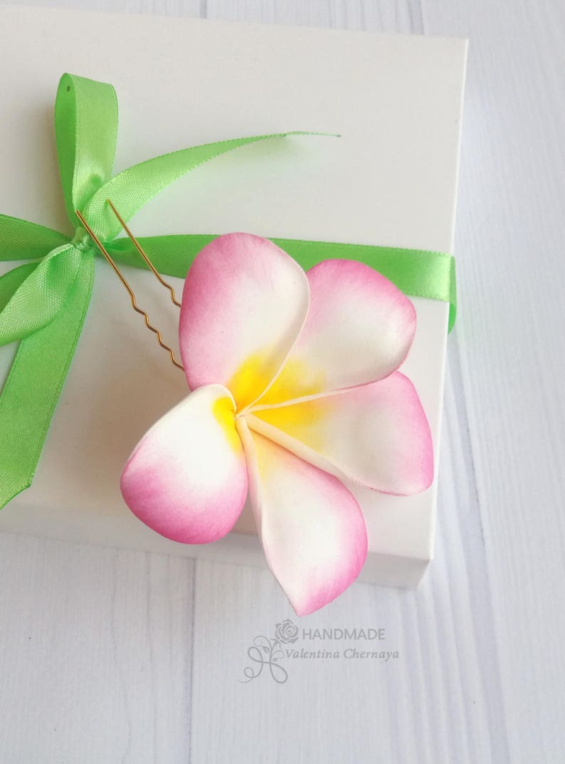 Pink Plumeria Hair Pin Tropical Flower Hair Piece Hawaiian Etsy