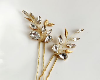 Gold Haarschmuck für Braut, Braut Haarnadeln Gold, Haarteil Hochzeit grün Abschlussball Kopfschmuck