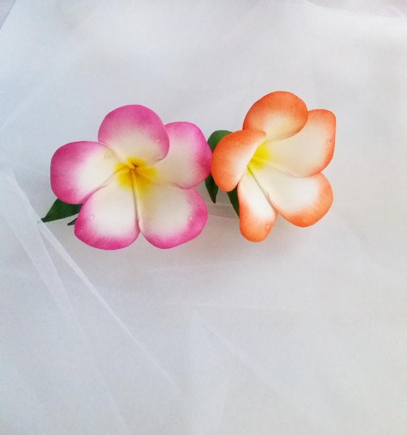 Pink Plumeria Hair Pin Tropical Flower Hair Piece Hawaiian Etsy