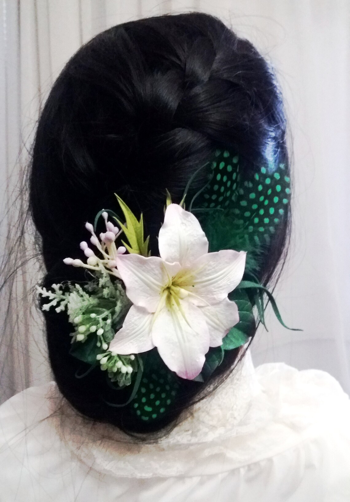 Light Pink Lily Hair Clip Wedding Hair Piece Leaf Headpiece Etsy