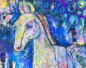 Horse Art, Horse Painting on Canvas, ORIGINAL Horse Wall Art / NOT a PRiNT /Colorful Animal Art, Abstract Horse, Appaloosa Horse, Equine Art