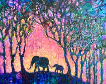 Elephant Art, Elephant Painting // ORiGINAL ART // NOT A PRiNT / African Animals, Safari Decor, Wildlife Art, Endangered Species