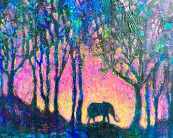 Elephant Art, Elephant Painting // ORiGINAL ART // NOT A PRiNT / African Animals, Safari Decor, Wildlife Art, Endangered Species