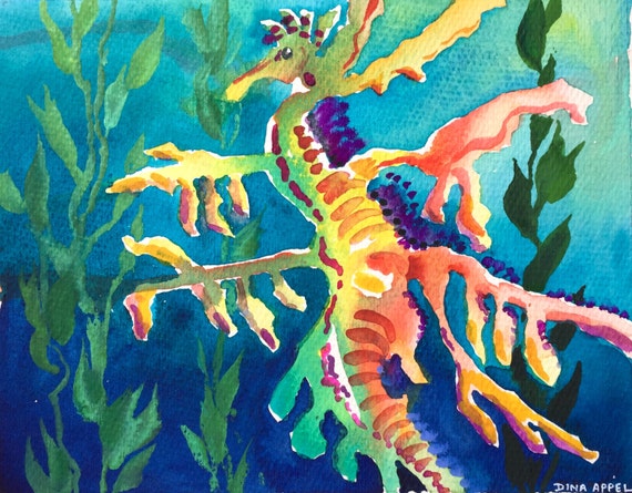 Leafy Sea Dragon Painting Seahorse Painting Animal Art Etsy