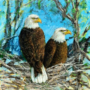 Bald Eagle Painting, Eagle Art // One of A Kind Painting on Wood Panel // NOT A PRINT//  Raptor, Bird of Prey,  Bird Painting, Wildlife Art