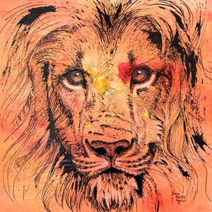 Lion Art, Lion Drawing, African Animal, Pen and Ink, Original One Of A Kind Drawing, Animal Art, Kid&#39;s Room Art, African Art, Big Cat