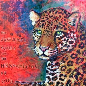 Jaguar Art, Jaguar Painting // One of A Kind Painting on Wood Panel // NOT A PRINT// Big Cat, Jungle Animal, Rainforest Art, Wildlife Art image 1