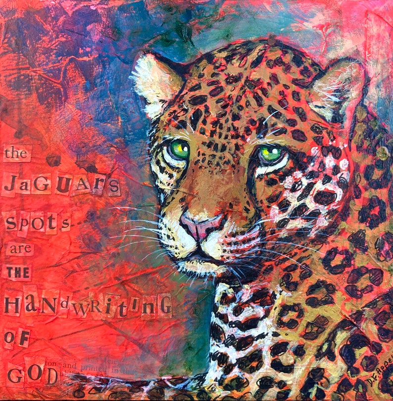 Jaguar Art, Jaguar Painting // One of A Kind Painting on Wood Panel // NOT A PRINT// Big Cat, Jungle Animal, Rainforest Art, Wildlife Art image 1