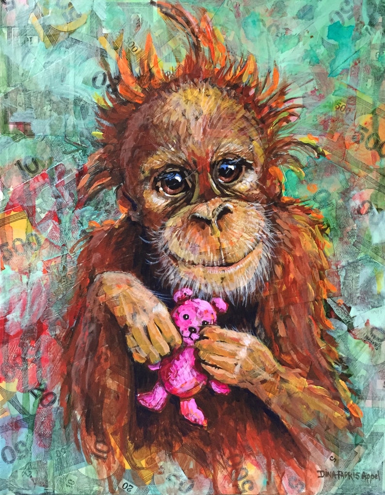  Orangutan  Painting Orangutan Art  Animal Art  Print on Paper 