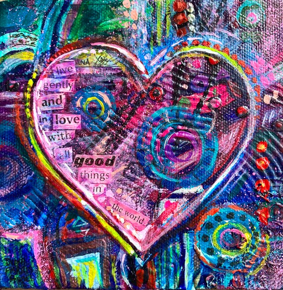 Heart Painting, Painting of Hearts, Canvas of Hearts, Acrylic Hearts, Art  Decoration, Decoration for Children, Baby's Room, Colored Hearts 