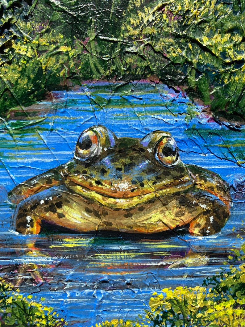 Frog Painting, Frog Art // One of A Kind Painting on Wood Panel / NOT A PRINT// California Wildlife, Bild 3