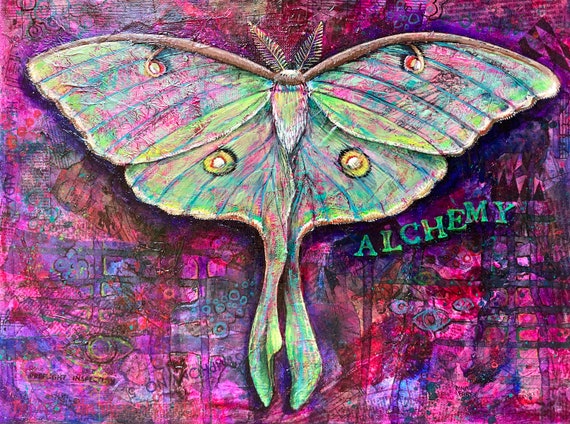 Luna Moth Art Luna Moth Painting on Canvas Original One of | Etsy