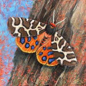 Tiger Moth Art, Tiger Moth Painting // One of A Kind Painting on Wood Panel // NOT A PRINT// Butterfly, Insect, Forest Art, Witchy Aesthetic