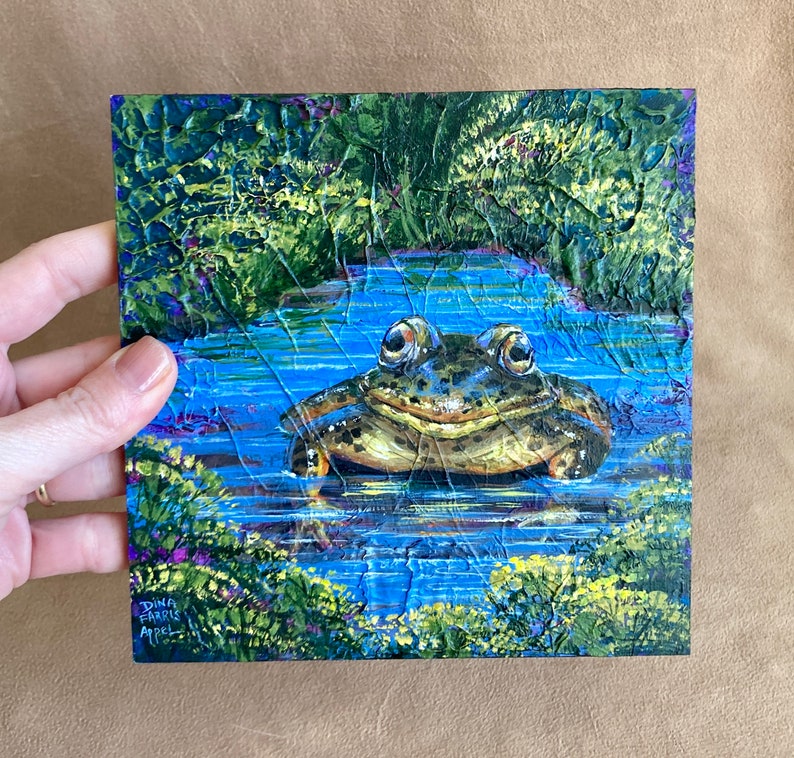 Frog Painting, Frog Art // One of A Kind Painting on Wood Panel / NOT A PRINT// California Wildlife, Bild 2