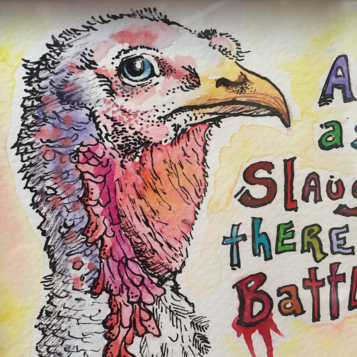 Vegan Watercolor Painting, Vegan Art, Animal Rights Art, Tolstoy Quote ...