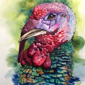 Watercolor Turkey Painting, Watercolor Painting of Turkey on Paper, One of a Kind, Original Turkey Art, Farmhouse Wall Decor, Farmhouse Art