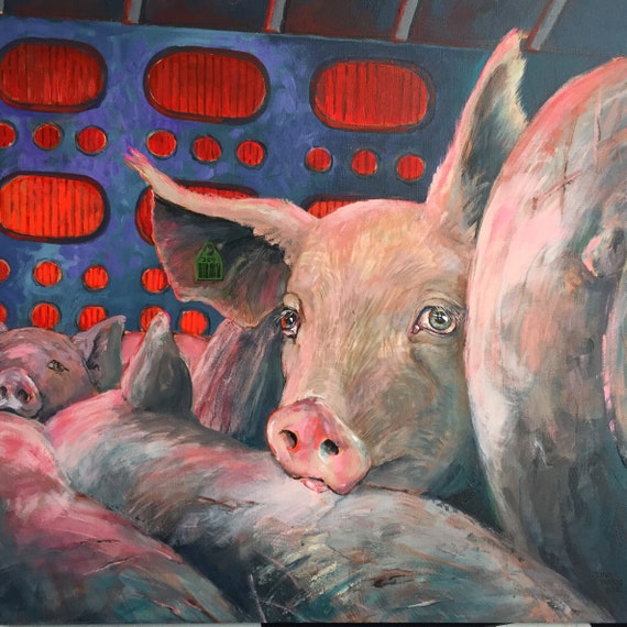 Vegan Art Animal Rights Art Pig Painting Original One of a - Etsy UK Vegan Art Animal Rights Art Pig Painting Original One of a - Etsy UK