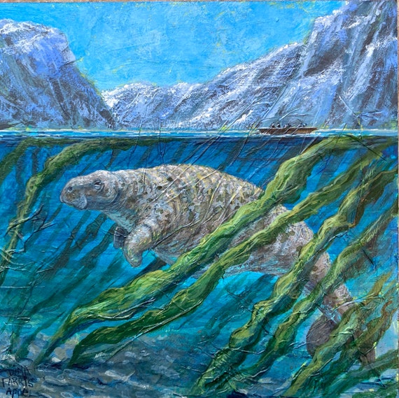 Stellers Sea Cow Painting Extinct Animal Art // One of A Kind - Etsy Stellers Sea Cow Painting Extinct Animal Art // One of A Kind - Etsy