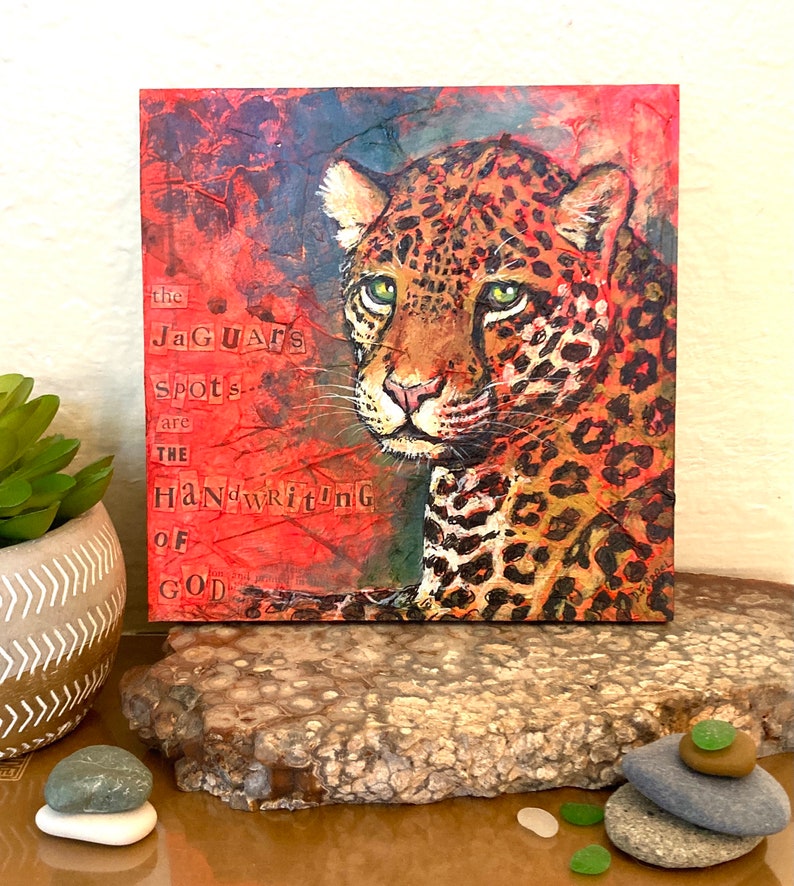 Jaguar Art, Jaguar Painting // One of A Kind Painting on Wood Panel // NOT A PRINT// Big Cat, Jungle Animal, Rainforest Art, Wildlife Art image 2