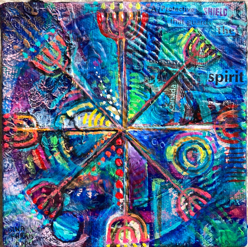 Sacred Geometry Art, Protection Symbol, Bohemian Art, Boho Decor, Mystical Artwork, Positive Energy, Hand Painted hotsell One of A Kind, on Canvas