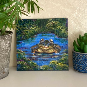 Frog Painting, Frog Art // One of A Kind Painting on Wood Panel / NOT A PRINT// California Wildlife, Bild 4