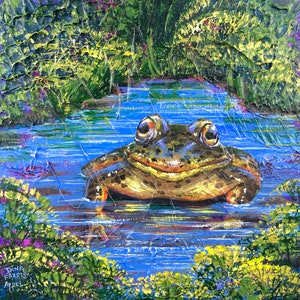 Frog Painting, Frog Art // One of A Kind Painting on Wood Panel / NOT A PRINT// California Wildlife, Bild 1