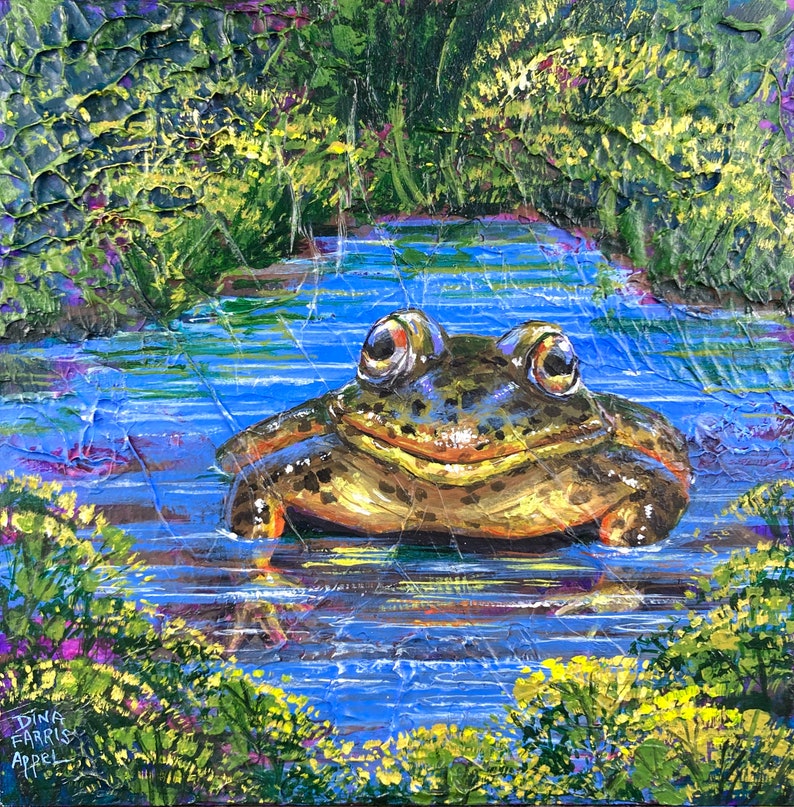 Frog Painting, Frog Art // One of A Kind Painting on Wood Panel / NOT A PRINT// California Wildlife, Bild 1